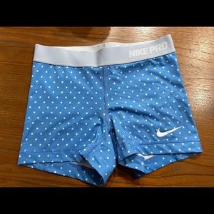 Nike Pro XS Dri-Fit blue polka dot shorts